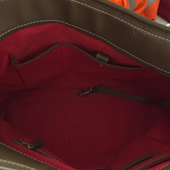 Dooney & Bourke Davis Leather Tote Bag Olive Green Zipper Preowned - Picture 8 of 16